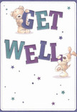 Exuding cheerful optimism from the heart of South Ruislip, this get well card features two endearing friends-a velvety teddy bear and a playful pup-each lovingly interacting with vibrant, oversized letters spelling 'Get Well'. Hues of deep indigo and teal make the message pop against a gentle cream background, while twinkling stars in blue and violet drift across, infusing the design with hope and joy. The soft, cuddly appearance of the animals' fur invites a sensation of comfort and security, as if offering a heartfelt hug to anyone recuperating near South Ruislip station or the lush parks nearby. This card's lively colors and whimsical flourishes mirror the spirit of our floral deliveries-a heartfelt gesture of compassion and encouragement for neighbors and friends throughout the community. Much like a hand-delivered bouquet, it brings genuine kindness and the promise of brighter days ahead, perfectly suited for sending a smile across South Ruislip.